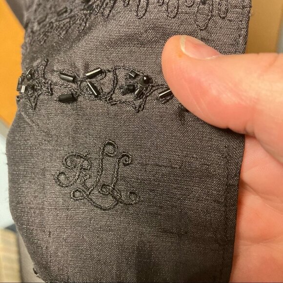 Ralph Lauren RLR SCARF Beaded Embroidered Raw Silk Like Material - Picture 4 of 4